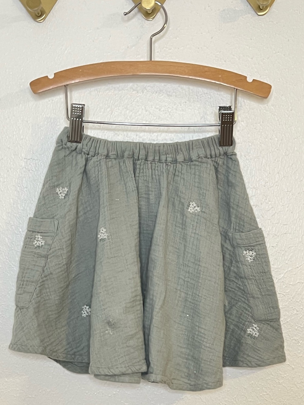NEXT Light Sage Embroidered 100% Cotton Skirt